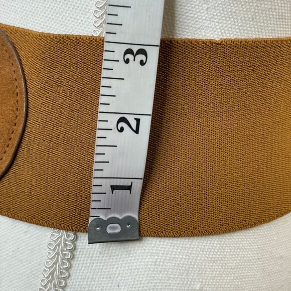 Womens Vintage Suede Leather Brass Filigree Wide Stretch Belt Heritage Boho 3" - Picture 10 of 11